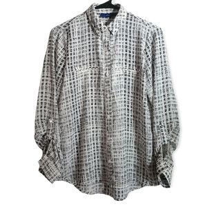 Apt. 9 Womens S Black/White Pattern Button Up Shirt